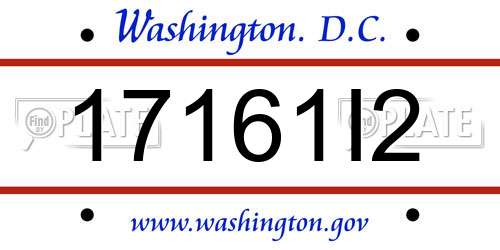 17161I2 District Of Columbia License Plate