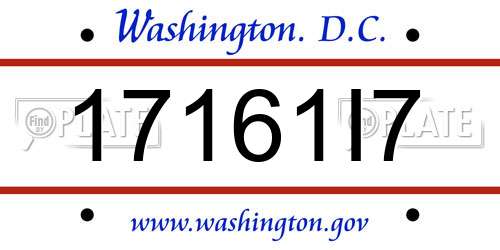 17161I7 District Of Columbia License Plate