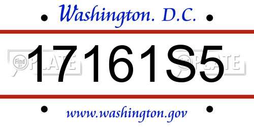 17161S5 District Of Columbia License Plate