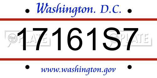 17161S7 District Of Columbia License Plate