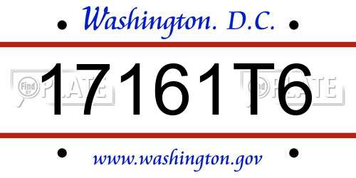 17161T6 District Of Columbia License Plate