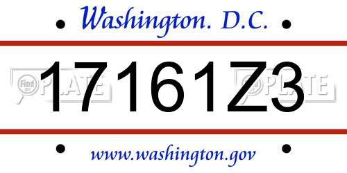 17161Z3 District Of Columbia License Plate