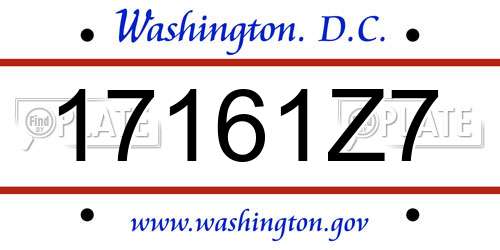 17161Z7 District Of Columbia License Plate