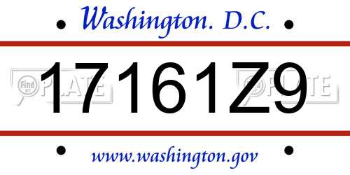 17161Z9 District Of Columbia License Plate