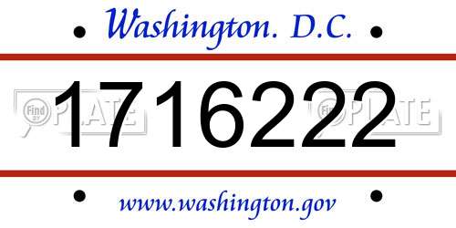 1716222 District Of Columbia License Plate