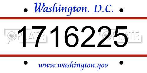 1716225 District Of Columbia License Plate