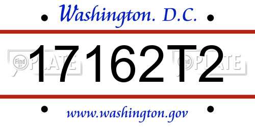 17162T2 District Of Columbia License Plate