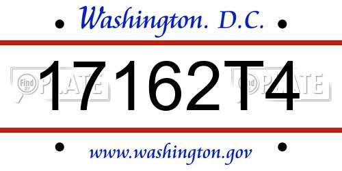 17162T4 District Of Columbia License Plate