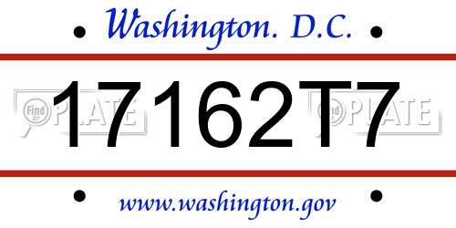 17162T7 District Of Columbia License Plate