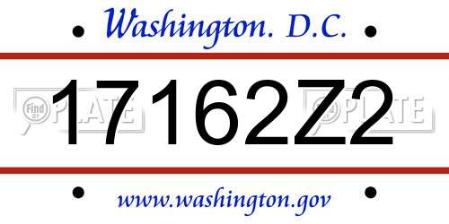 17162Z2 District Of Columbia License Plate