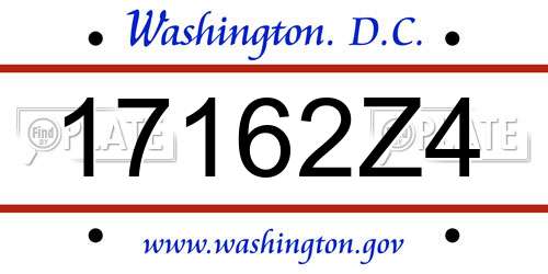 17162Z4 District Of Columbia License Plate
