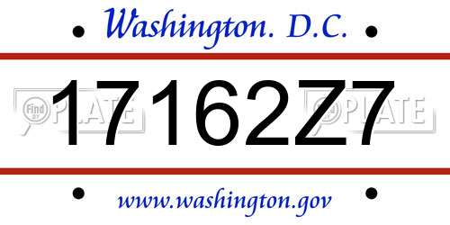 17162Z7 District Of Columbia License Plate