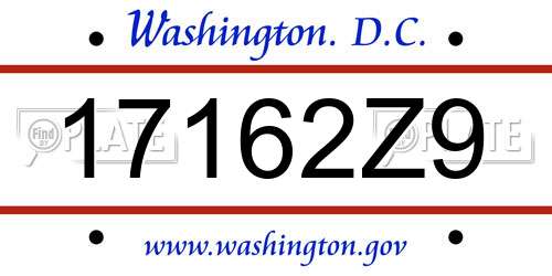 17162Z9 District Of Columbia License Plate