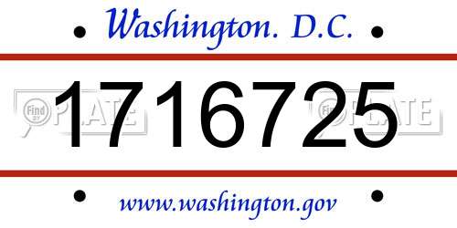 1716725 District Of Columbia License Plate