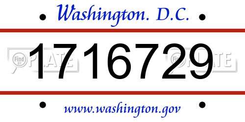 1716729 District Of Columbia License Plate