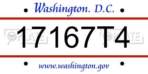17167T4 District Of Columbia License Plate