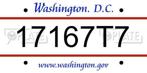 17167T7 District Of Columbia License Plate