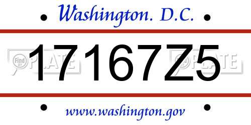 17167Z5 District Of Columbia License Plate