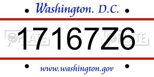 17167Z6 District Of Columbia License Plate