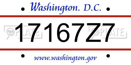 17167Z7 District Of Columbia License Plate