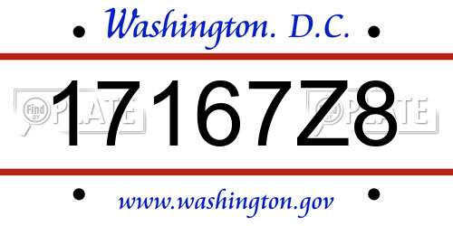 17167Z8 District Of Columbia License Plate