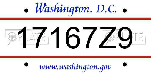17167Z9 District Of Columbia License Plate
