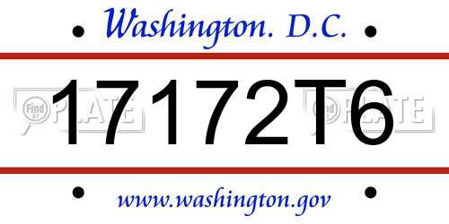 17172T6 District Of Columbia License Plate