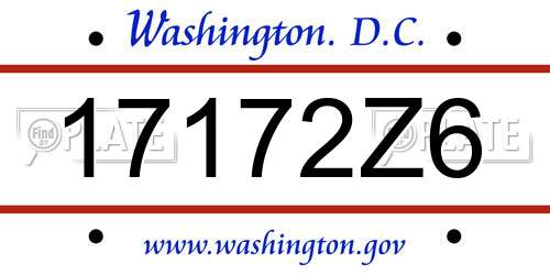 17172Z6 District Of Columbia License Plate