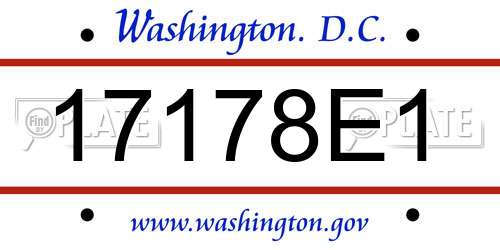 17178E1 District Of Columbia License Plate