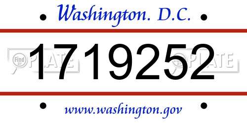 1719252 District Of Columbia License Plate