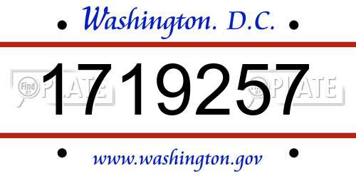 1719257 District Of Columbia License Plate