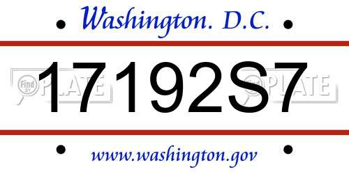 17192S7 District Of Columbia License Plate