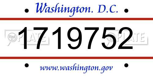 1719752 District Of Columbia License Plate