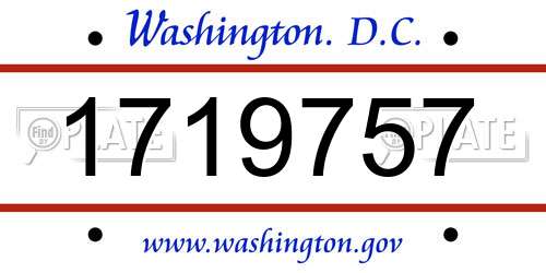 1719757 District Of Columbia License Plate