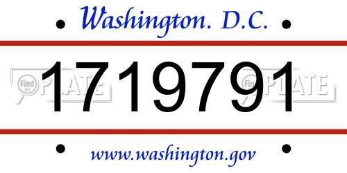 1719791 District Of Columbia License Plate