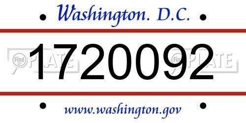 1720092 District Of Columbia License Plate