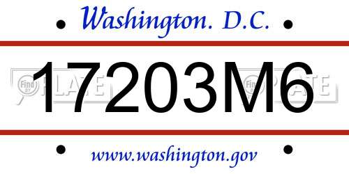 17203M6 District Of Columbia License Plate