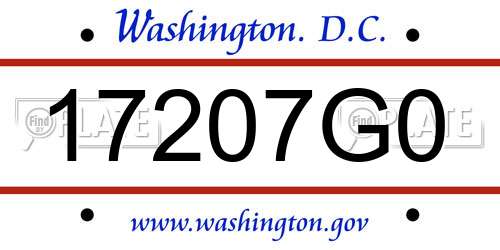 17207G0 District Of Columbia License Plate