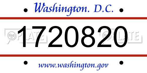 1720820 District Of Columbia License Plate