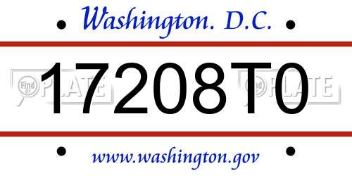17208T0 District Of Columbia License Plate