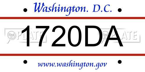1720DA District Of Columbia License Plate