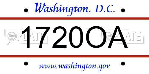 1720OA District Of Columbia License Plate