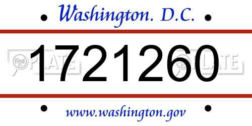 1721260 District Of Columbia License Plate