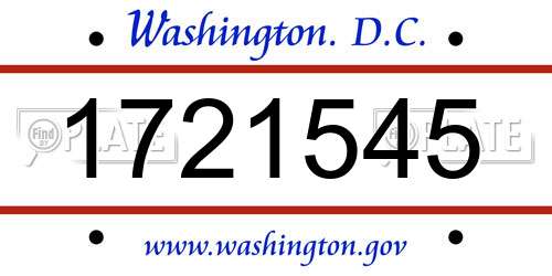 1721545 District Of Columbia License Plate