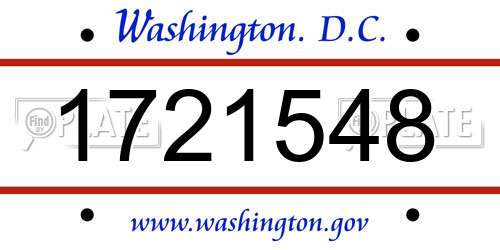1721548 District Of Columbia License Plate