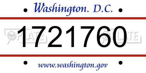 1721760 District Of Columbia License Plate