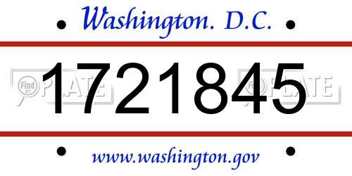 1721845 District Of Columbia License Plate