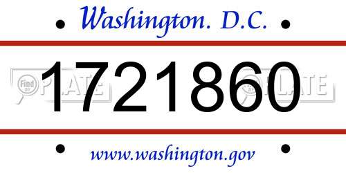 1721860 District Of Columbia License Plate