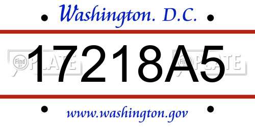 17218A5 District Of Columbia License Plate
