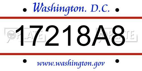 17218A8 District Of Columbia License Plate